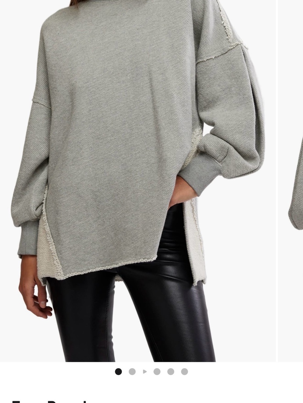 We The Free Relaxed Crewneck Sweater in Sage Green with Cream Trim